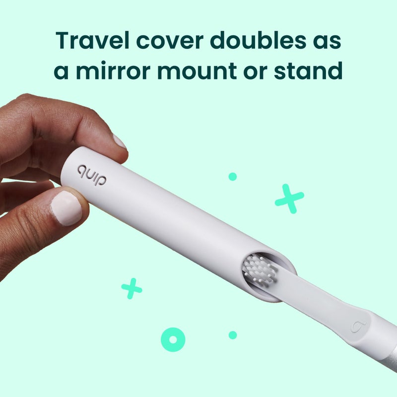 Quip Sonic Toothbrush for Adults - Timed Electric Toothbrush with Cover - Replaceable Brush Head, Soft Bristles, Plastic Handle, 3 Month Battery Life - Travel Toothbrush - Green - Image 5